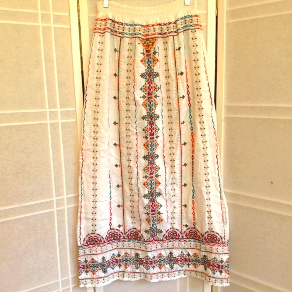 Johnny Was JW Los Angeles white embroidered Verena skirt - Picture 2 of 11